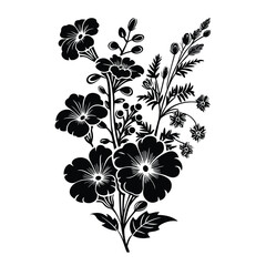 Silhouette flower bouquet black color only