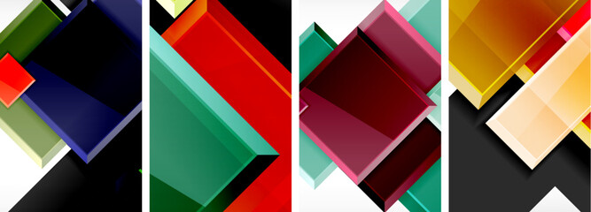 Color glass glossy square composition poster set for wallpaper, business card, cover, poster, banner, brochure, header, website