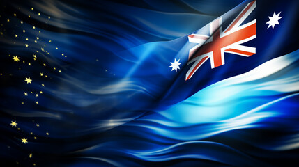 Australia flag of silk and world map-3D illustration - obrazy, fototapety, plakaty