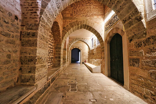 The bare corridors inside the Harem used by the palace staff, servants connecting the harem to the kitchen area in Topkapi palace,Istanbul, Turkey