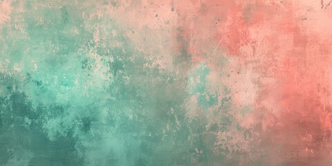 Grunge Background Texture in the Colors Mint Green & Coral Pink created with Generative AI Technology - obrazy, fototapety, plakaty