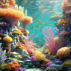 Fototapeta na wymiar Beautiful underwater image with fish in the ocean