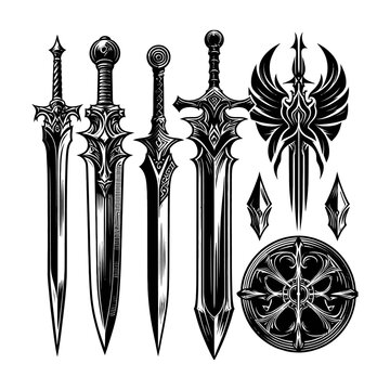 ancient sword black color illustration 