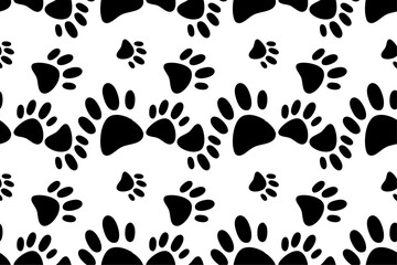 Fototapeta premium seamless pattern black and white cat footprint background silhouette
