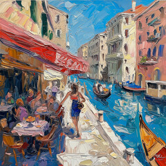 impressionist oil painting. Venice in the summertime.