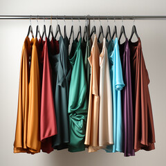 a_lot_of_different_color_clothes_hang_on_a_hanger_white_