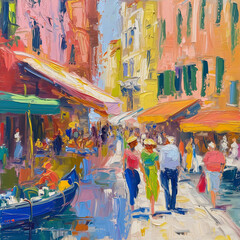 Obraz premium Impressionist oil painting. Venice in the summertime.