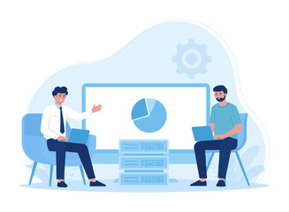 people analyze growth charts concept flat illustration