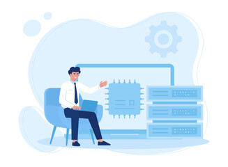 wireless access to information. online services  global hosting  virtual space concept flat illustration