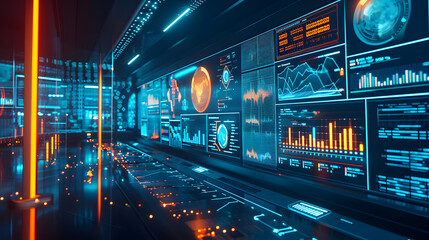 Fototapeta premium Futuristic Analysis with charts. Futuristic Financial Dashboard