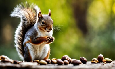 Wholesome Snacking: A Charming Squirrel Enjoying a Nut, a Quaint Glimpse into Nature's Snack Time.