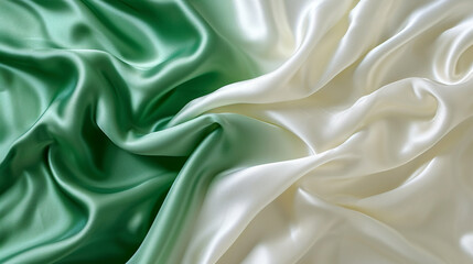Obraz premium Medium Green and White silk background