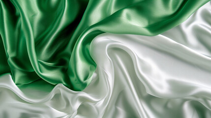 Medium Green and White silk background