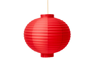 Obraz premium Red paper lantern on white transparent background. Chinese New Year celebration. PNG. Generative AI