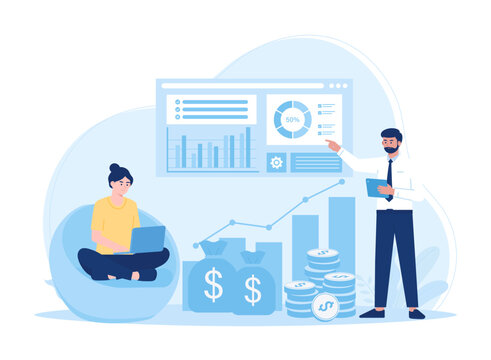 two analysis  analyzing growth data concept flat illustration