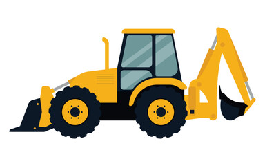 Backhoe loader. Construction machinery. Special equipment. Vector illustration.