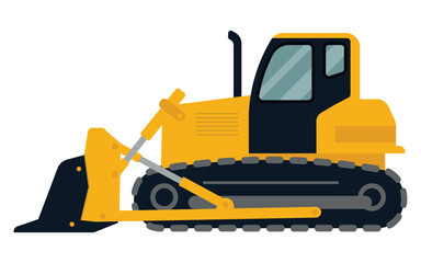 Bulldozer icon. heavy equipment for the construction business. Vector illustration. © brovkoserhii
