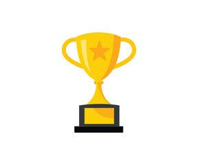 Trophy cup in flat style icon vector