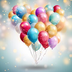 Happy birthday celebration background with realistic colorful balloon ai generated