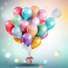 Happy birthday celebration background with realistic colorful balloon ai generated