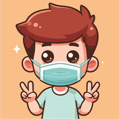 vector character of a person use a mask in flat design style