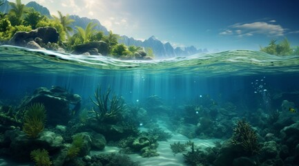 underwater underwater ocean sunbathing diving tropical underwater - obrazy, fototapety, plakaty