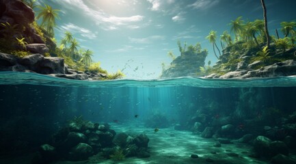 underwater underwater ocean sunbathing diving tropical underwater - obrazy, fototapety, plakaty