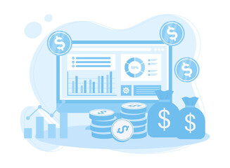 Obraz premium financial management concept and investment banner template of payment with money concept flat illustration