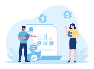 people growth data graph analysis concept flat illustration