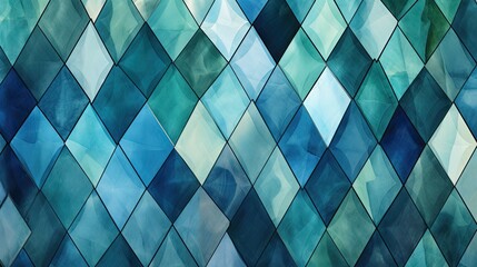 A grid of diamonds in shades of blue and green