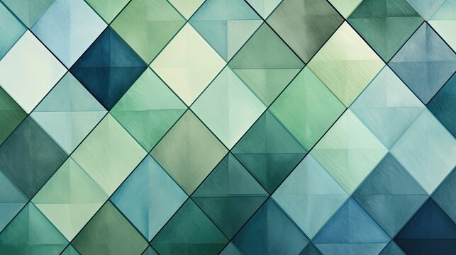 A grid of diamonds in shades of green and blue