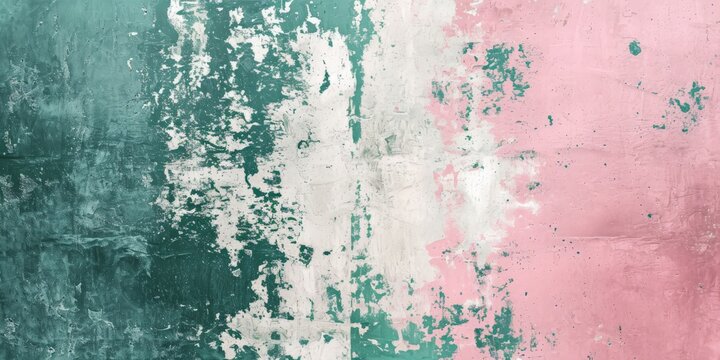 Grunge Background Texture in the Colors Blossom Pink, Pearl White & Dark Green created with Generative AI Technology