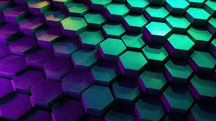 A grid of hexagons in shades of green and purple