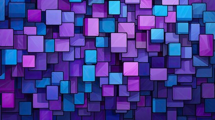 A grid of squares in shades of purple and blue