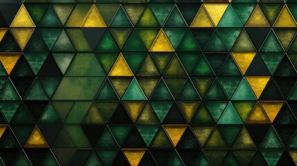 A grid of triangles in shades of green and yellow