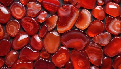 Variety of red agate stones background  - obrazy, fototapety, plakaty