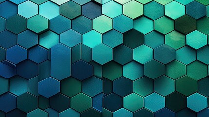 A hexagonal pattern with shades of blue and green