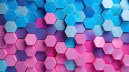 A hexagonal pattern with shades of pink and blue