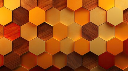 A hexagonal pattern with shades of orange and yellow