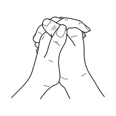 Hand drawn holding hands. Vector doodle illustration.