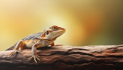 Raamstickers Lizard on a log in the tropics © terra.incognita