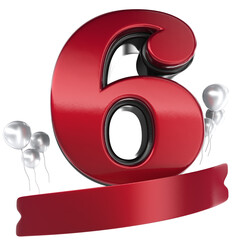 6 Anniversary Red 3D Render