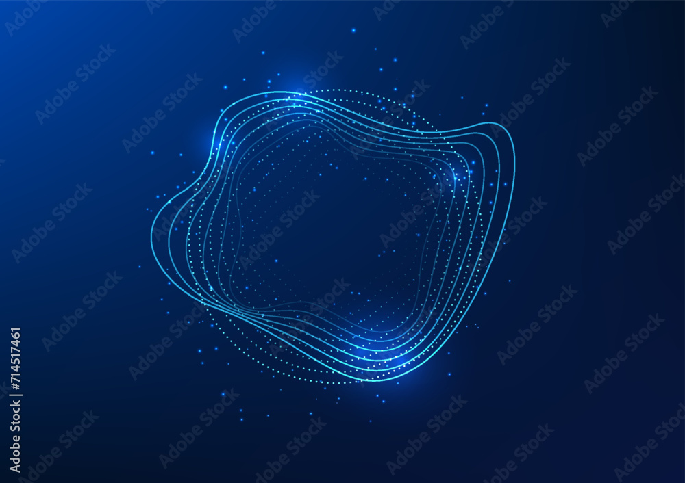 Poster abstract technology background, dot connected to the digital network circular wave particle that rep