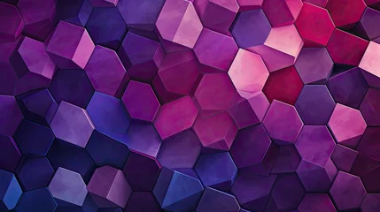 Fotobehang A pattern of hexagons in shades of purple and pink © Gefo