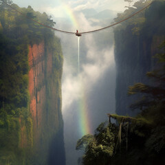 a_tightrope_over_a_beautiful_rainforest_gorge_with_rainb