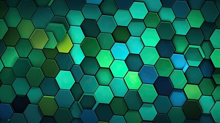 A pattern of hexagons in shadesof green and blue