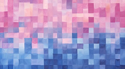 A pattern of squares in shades of pink and blue