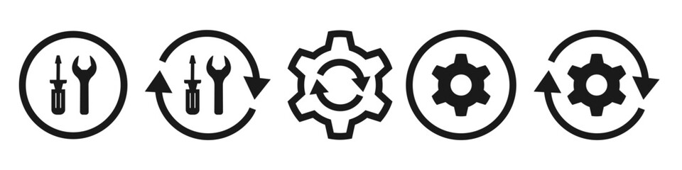 Sync process icons set. Symbol of processing. Vector illustration.