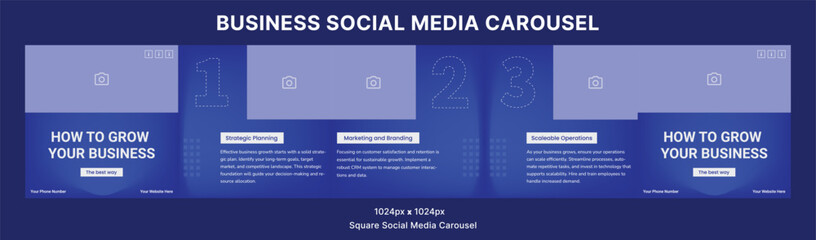 Obraz premium Featuring a professional corporate business fashion sophisticated neon blue gradient, vibrant with imagery, trendy square social media carousel.