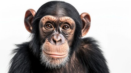 chimpanzee on isolated white background.